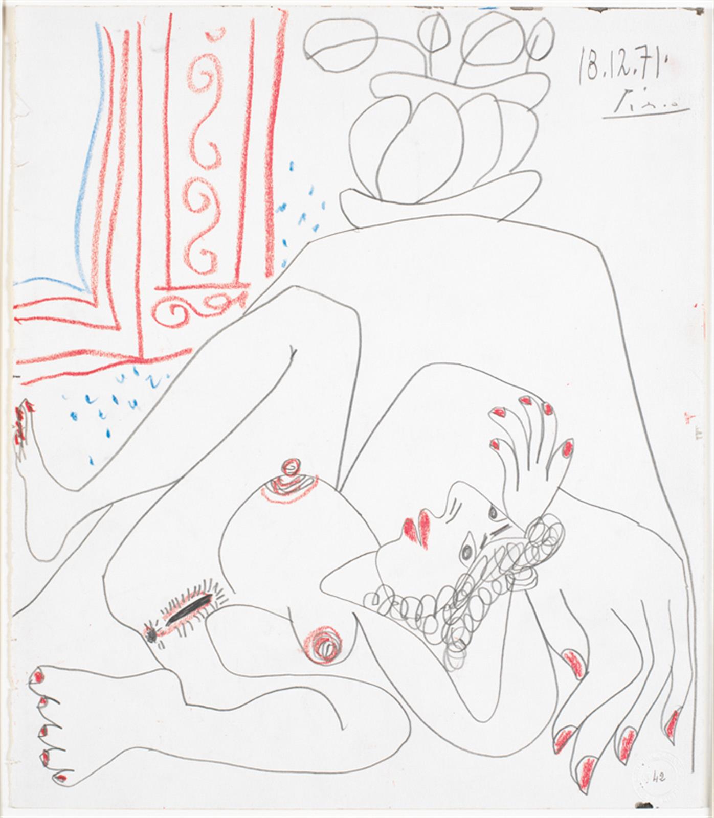 Nøgen kvinde, liggende ved et vindue (Nu couché à la fenêtre), Pablo Picasso, 1971