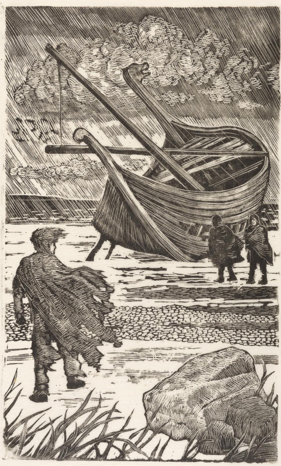 Illustration til Saxo's "Amled". Frontispice, Povl Christensen, 1952