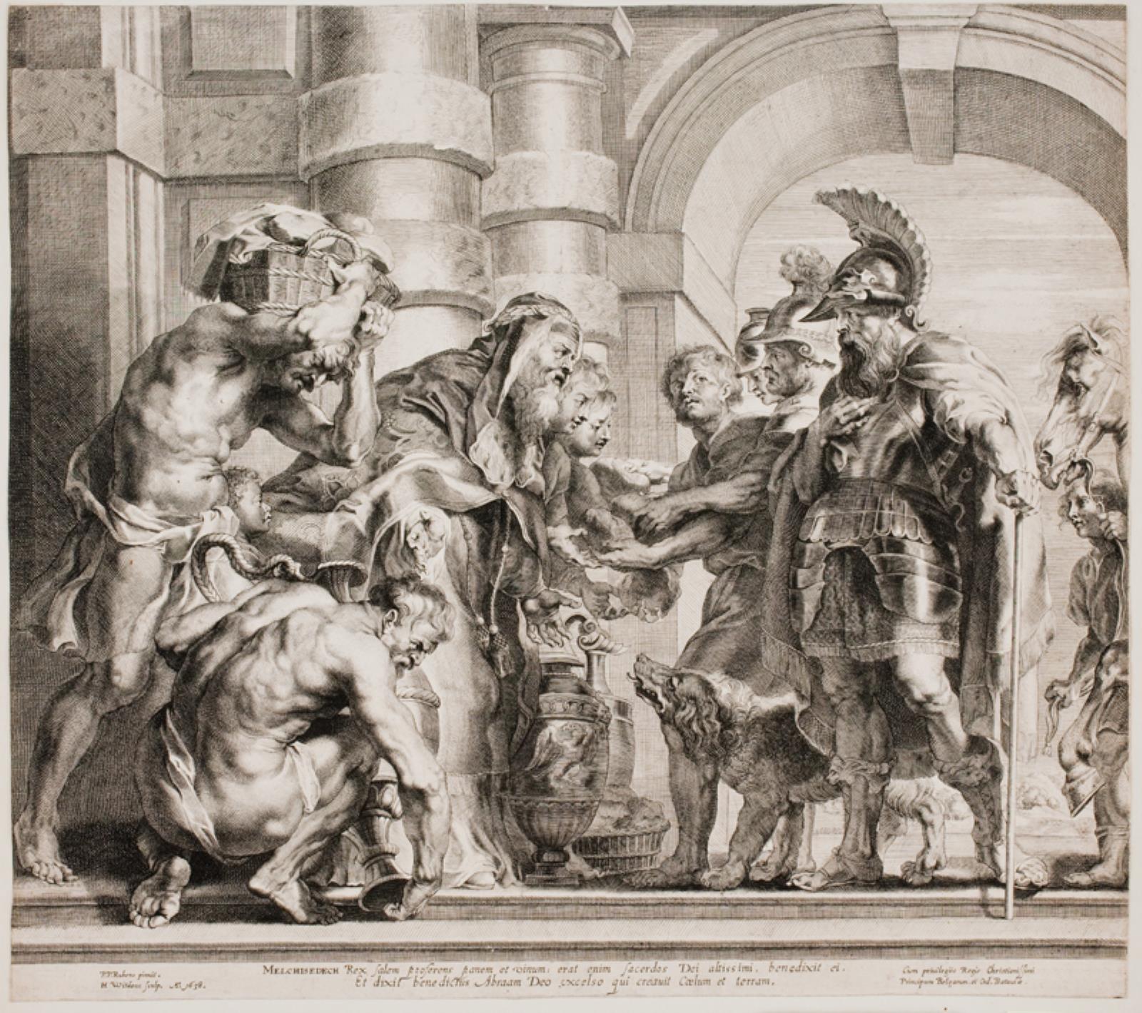 Melkisedek rækker Abraham brød og vin