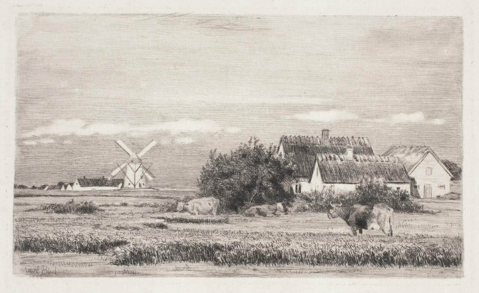 Landskab med bondegård og mølle