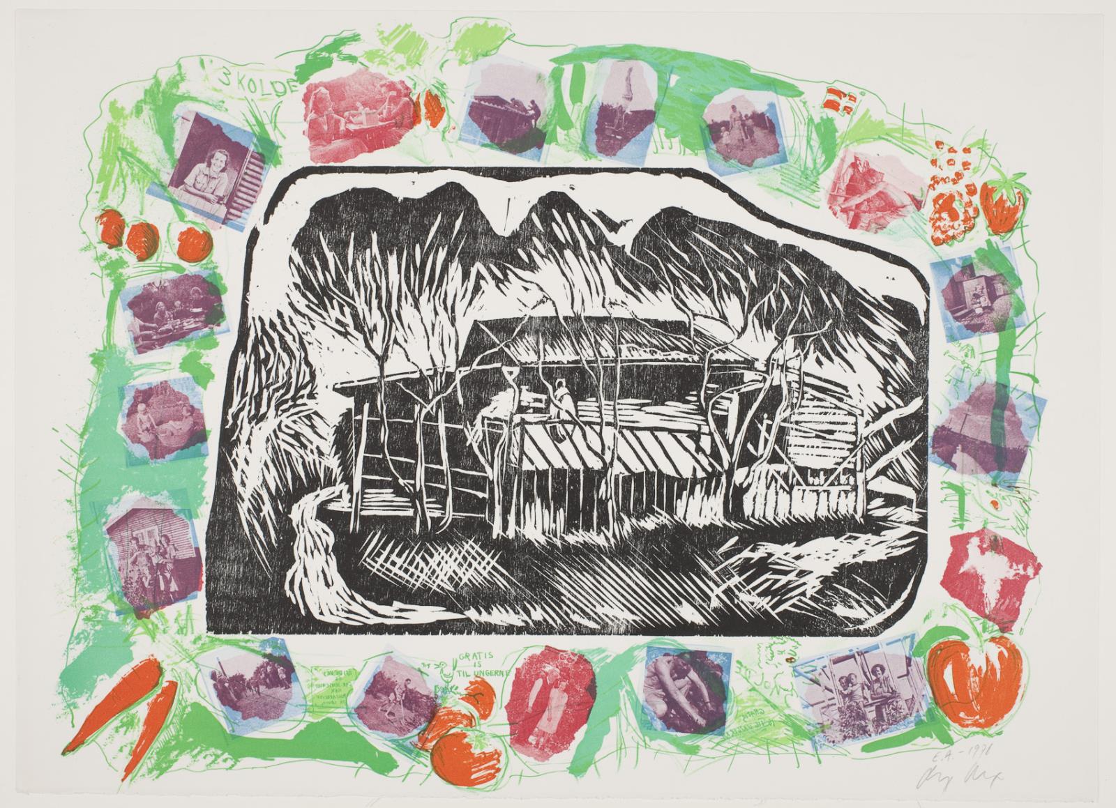 Billede med havehus, Bjørn Nørgaard, 1978