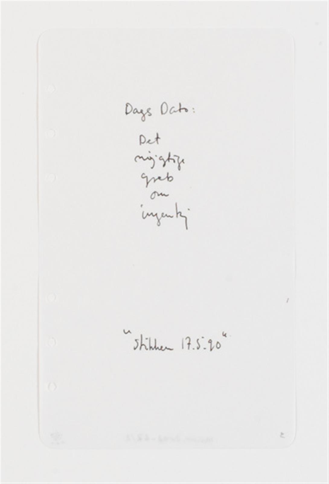 Notater og udkast omkring udstillingen "T.O.W.C...." etc, William Louis Sørensen, 1990