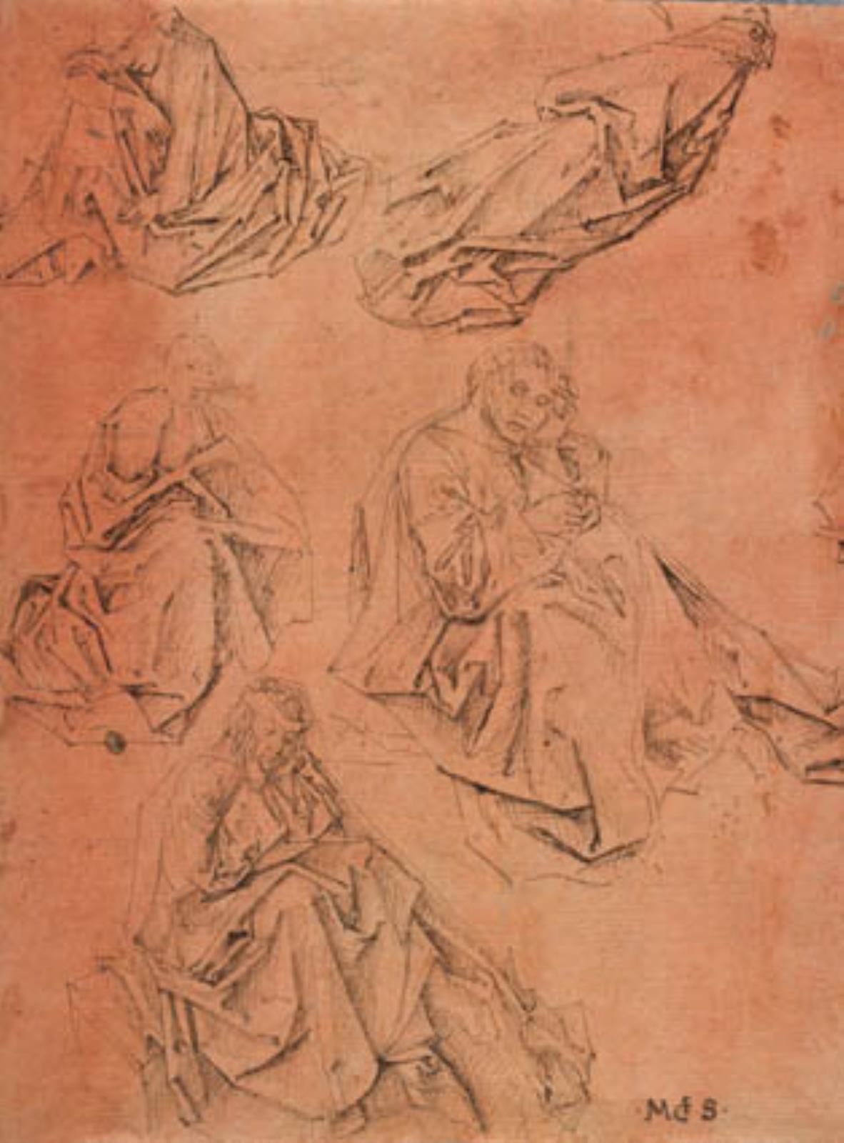 Studie af fem hvilende eller sovende figurer og et fragment af en sjette