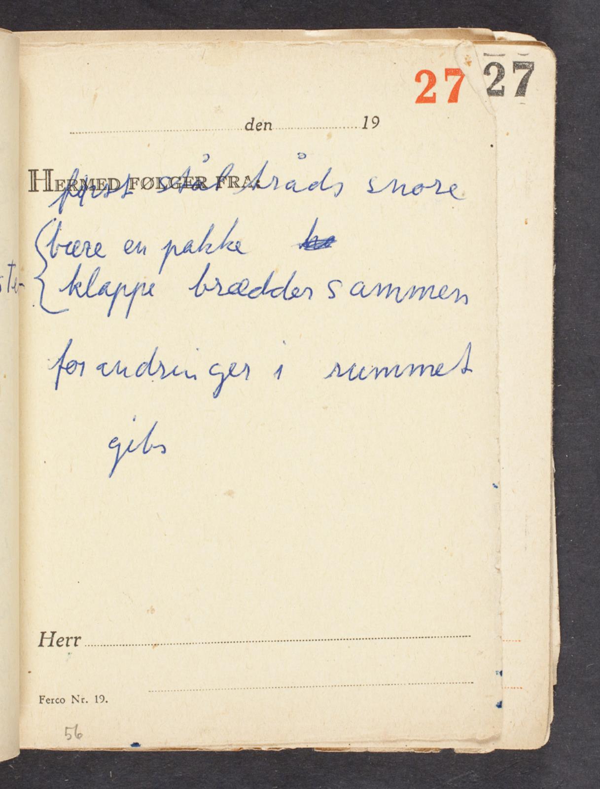 Kommentarer til huskeliste, Bjørn Nørgaard, 1965-1967