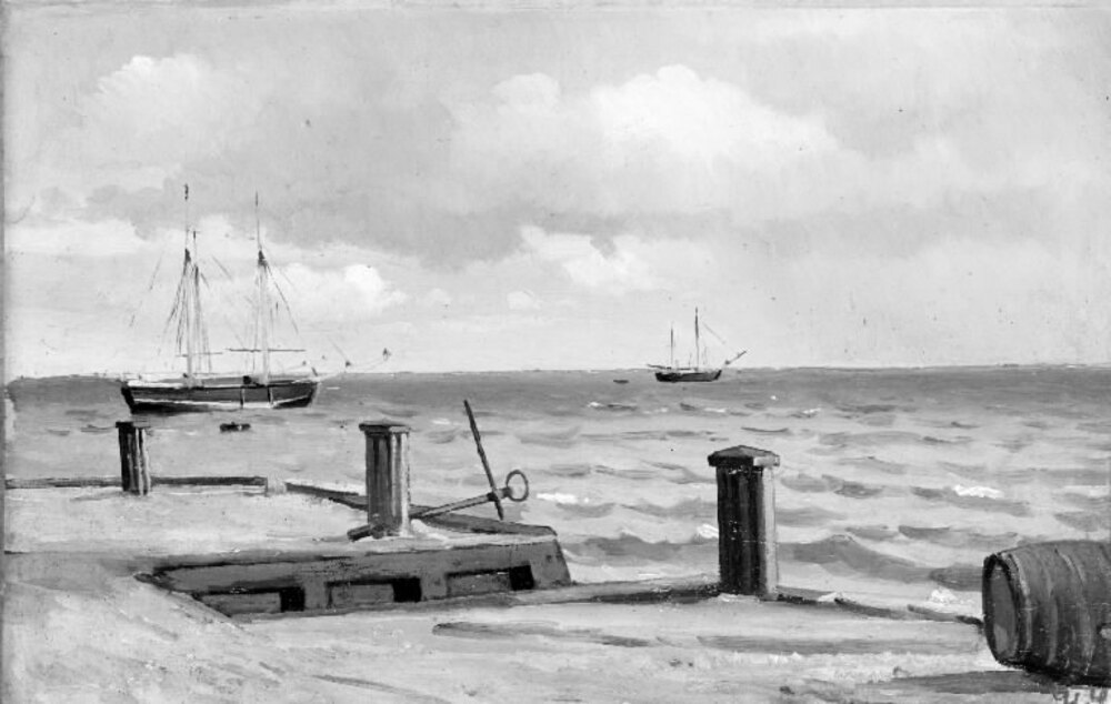 Udsigt fra et bolværk over vandet, Hans Smidth, 1854-1917