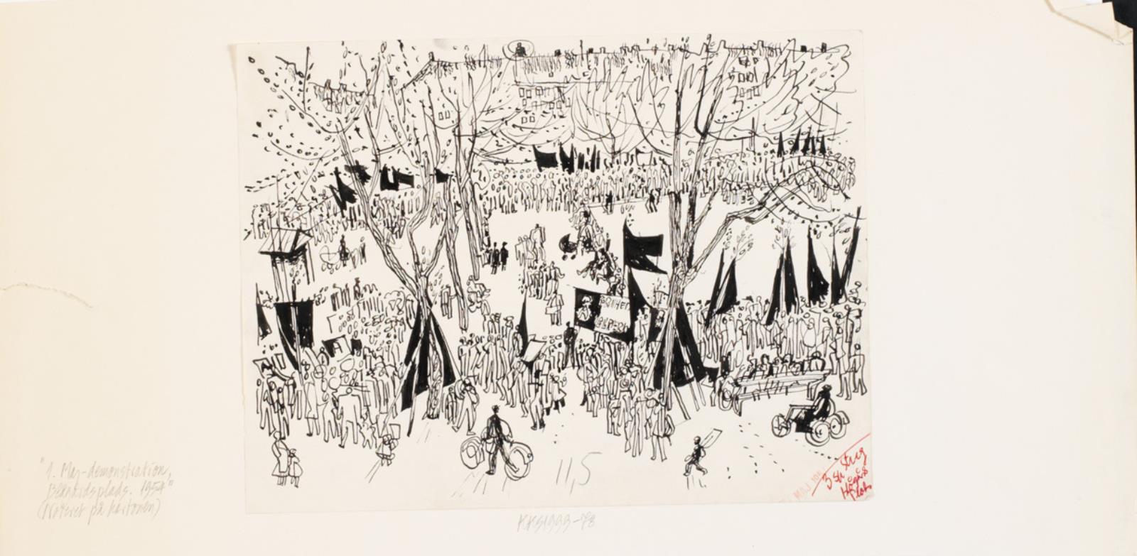 1. Maj-demonstration Blågårdsplads, Hans Lollesgaard, 1954