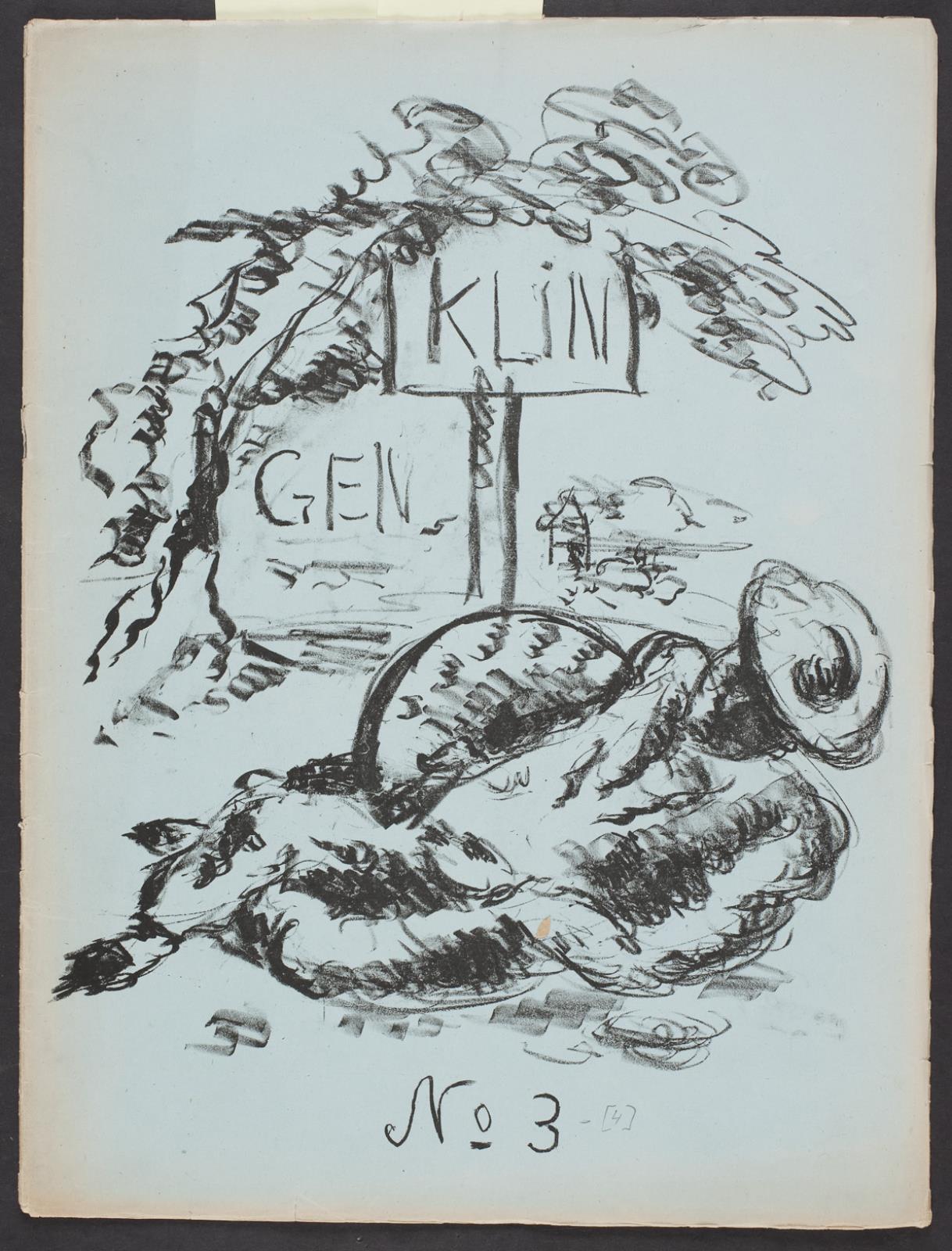 Liggende figur. Forside til Klingen årg. III, nr. 3-4, Vilhelm Lundstrøm, 1920