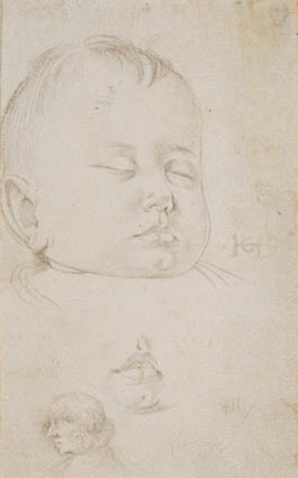 The head of a small boy in three-quarter profile, the boy's half-open mouth and, Baldung Grien, Hans, 1520-1525