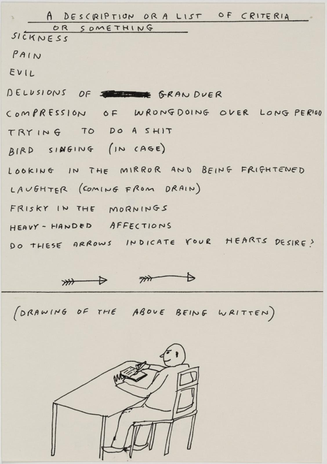 Uden titel (A Description or a List of Criteria or Something), David Shrigley, 1996