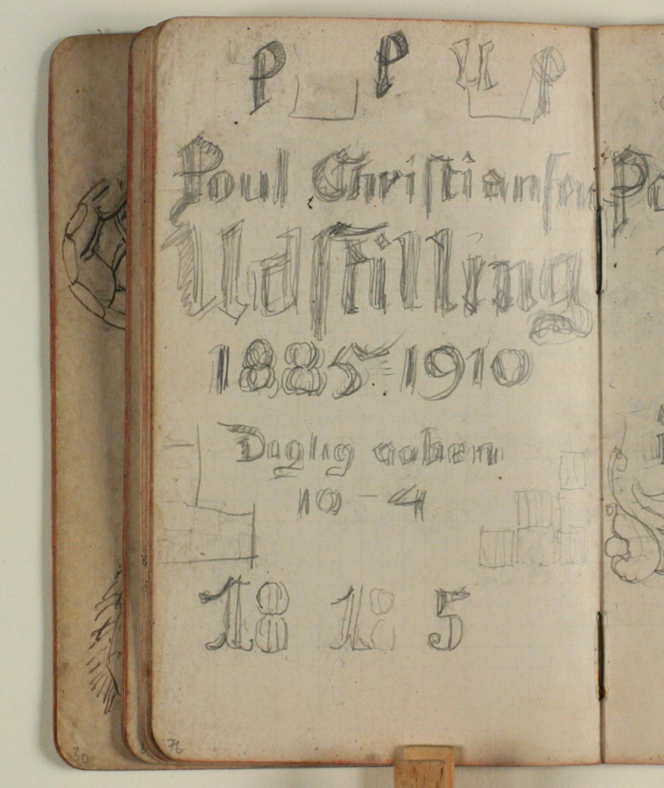 Udkast til plakat formentlig til Poul S. Christiansens jubilæumsudstilling i 1910