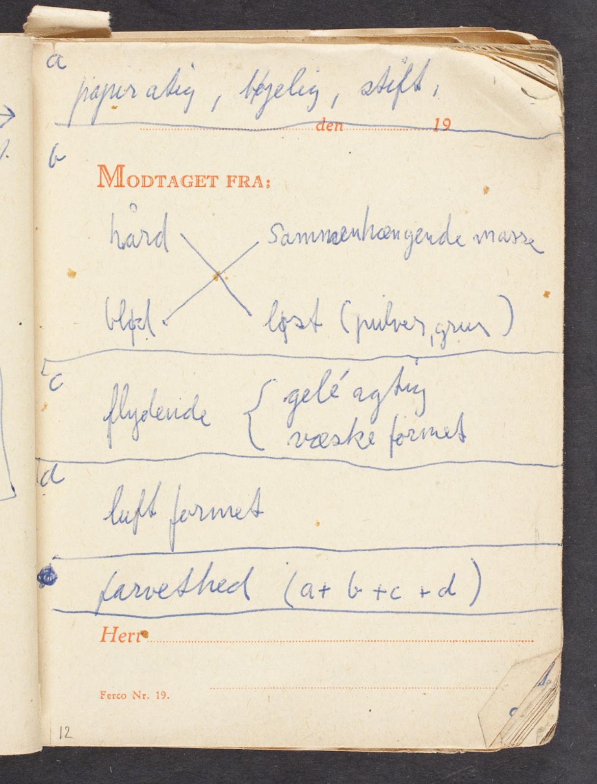 Noter, fortsat fra blad nr. 11 verso, Bjørn Nørgaard, 1965-1967