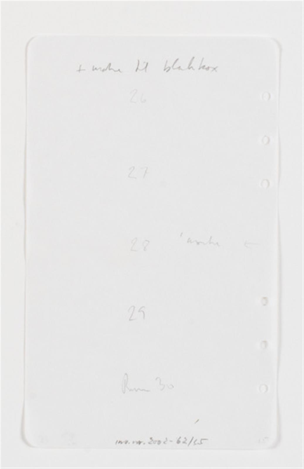 Notater og udkast til udstillingen "T.O.W.C...." etc, William Louis Sørensen, 1990
