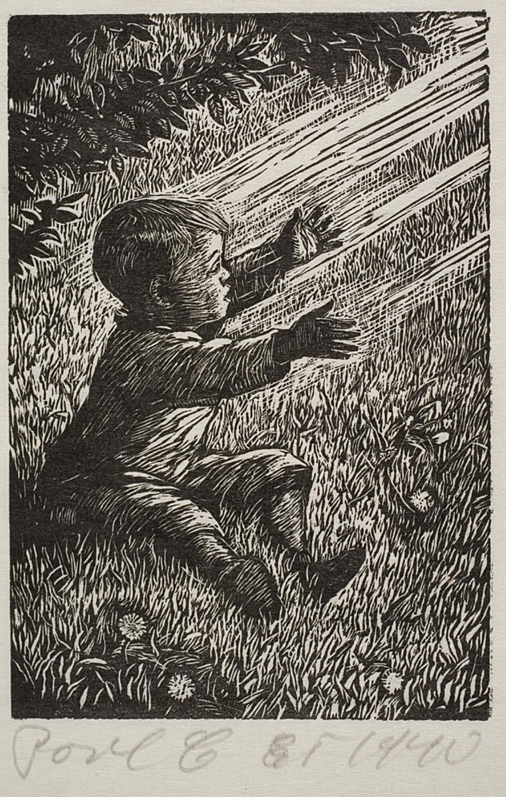 Lille dreng der rækker armene mod solen, Povl Christensen, 1940