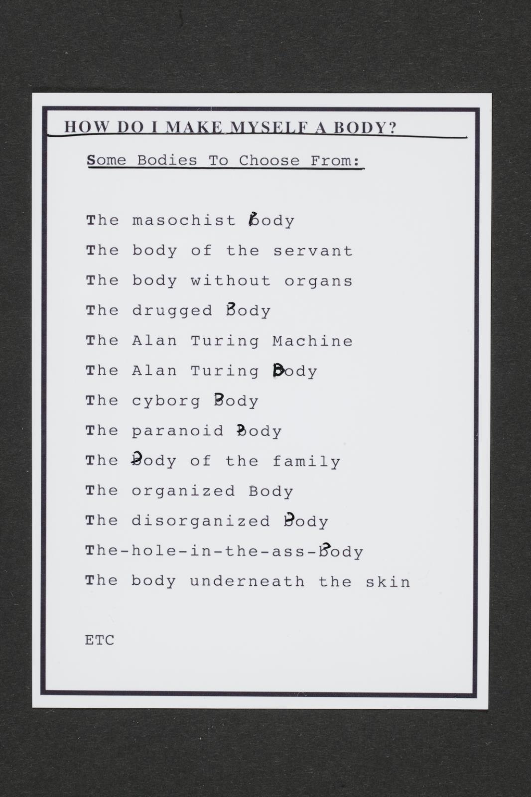 How do I make myself a body (7), Henrik Olesen, 2007