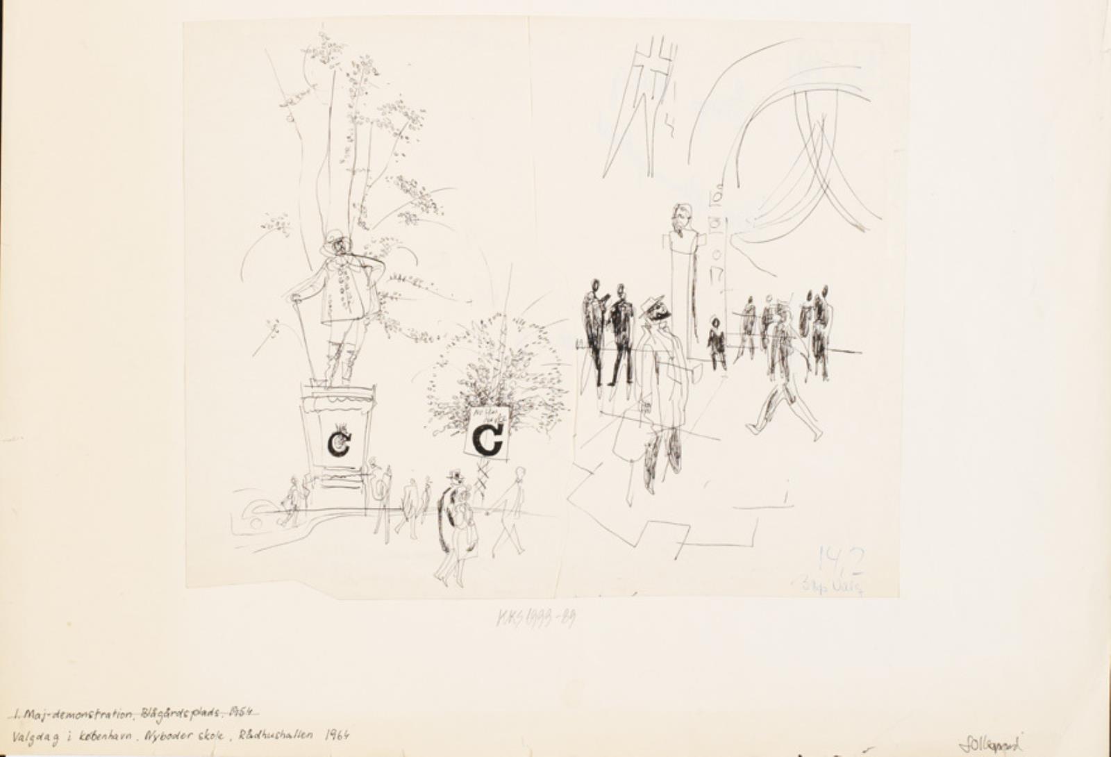 Valgdag i København. Nyboder skole. Rådhushallen, Hans Lollesgaard, 1964