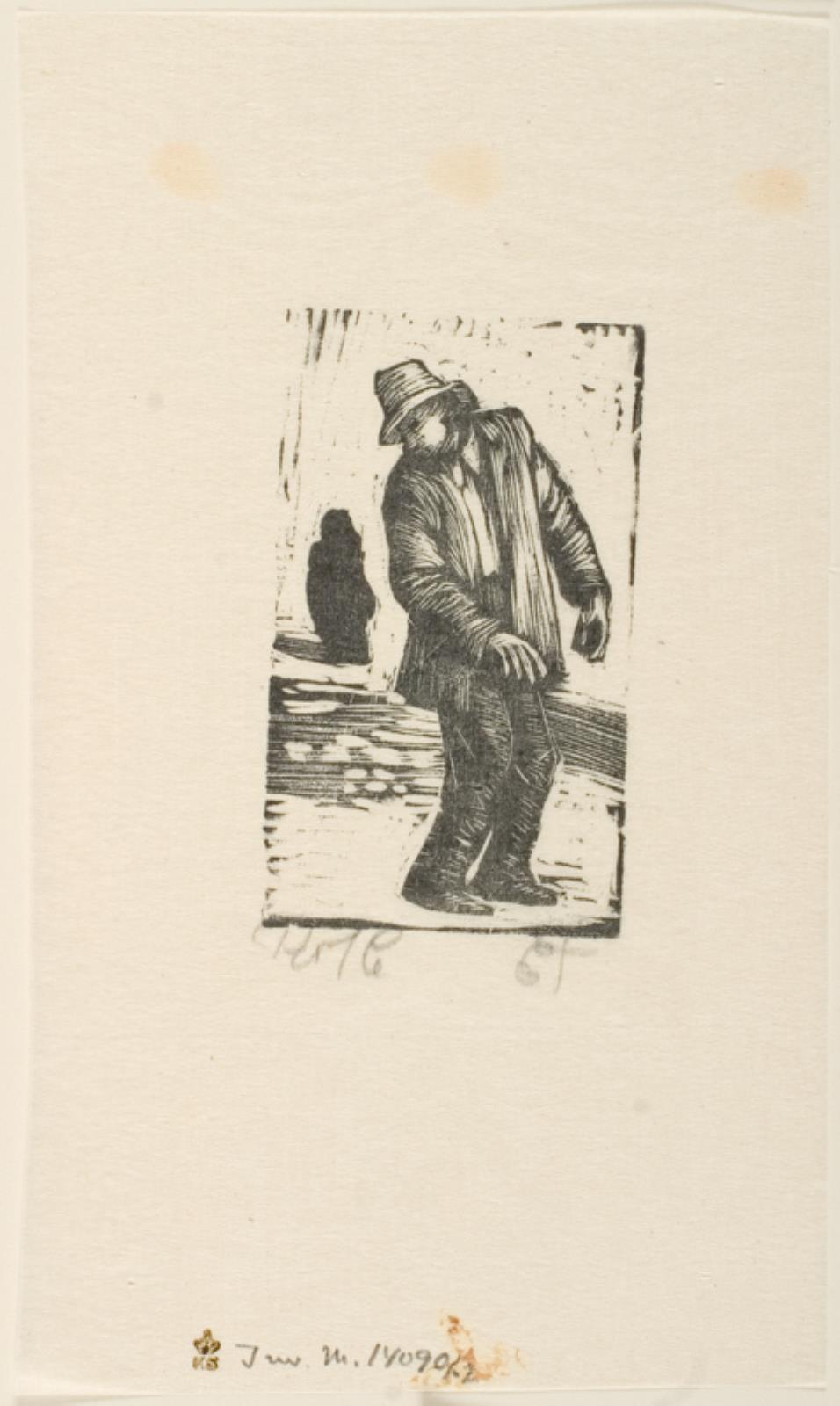 Mand, der vender hovedet og ser imod jorden bag sig, Povl Christensen, 1938