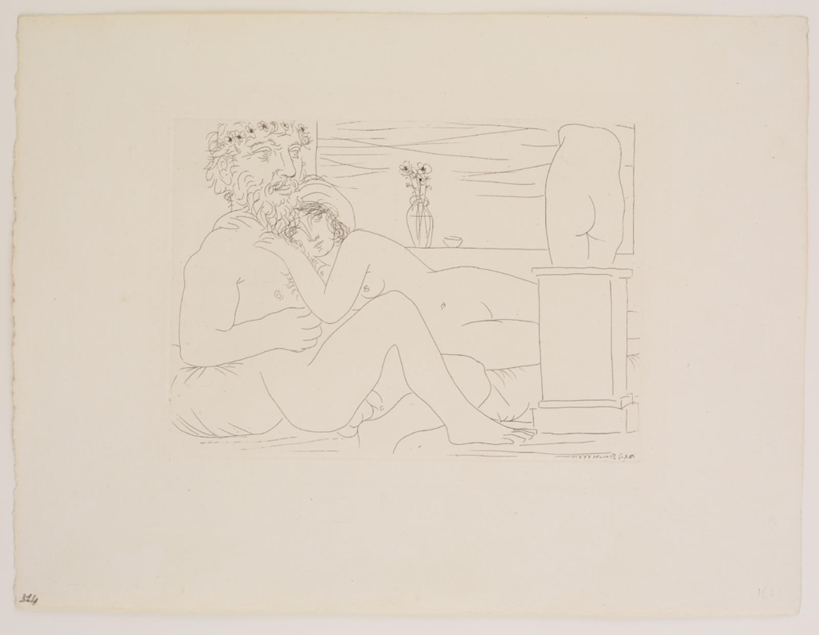Sculpteur avec un groupe sculpté (Hommage à Carpeaux), Pablo Picasso, 1934