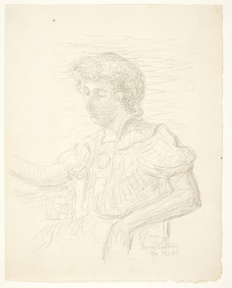 Portræt af Anna Sødring, halvfigur, siddende, Sigurd Swane, 1906-1909