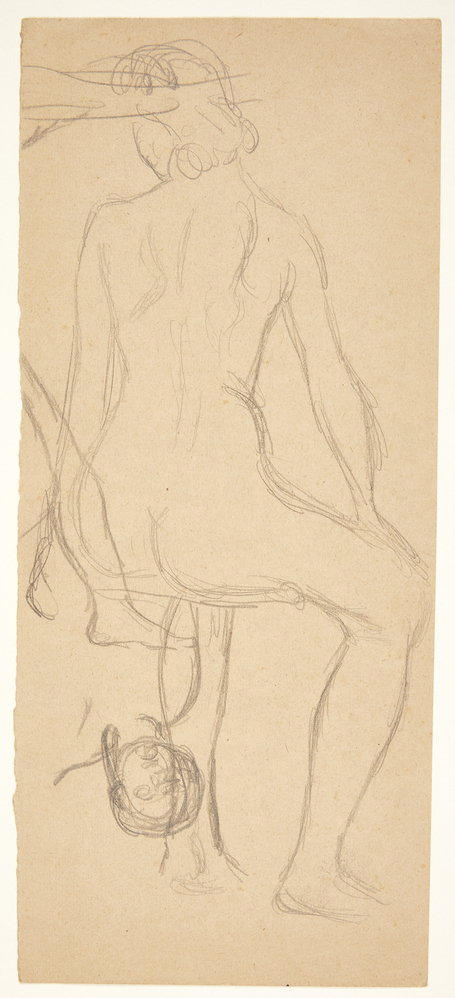 Siddende kvindelig model, set bagfra, Sigurd Swane, 1907
