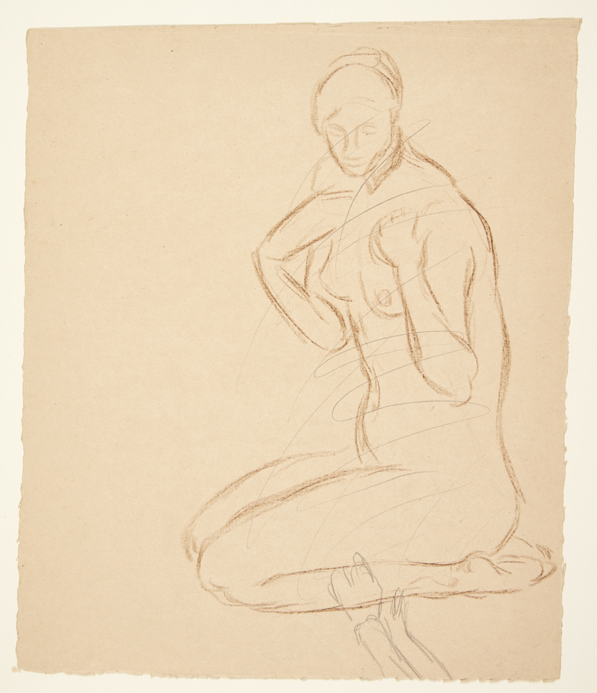 Knælende kvindelig model, Sigurd Swane, 1916