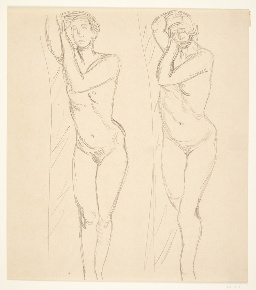 To studier af liggende kvindelig model, Sigurd Swane, 1916
