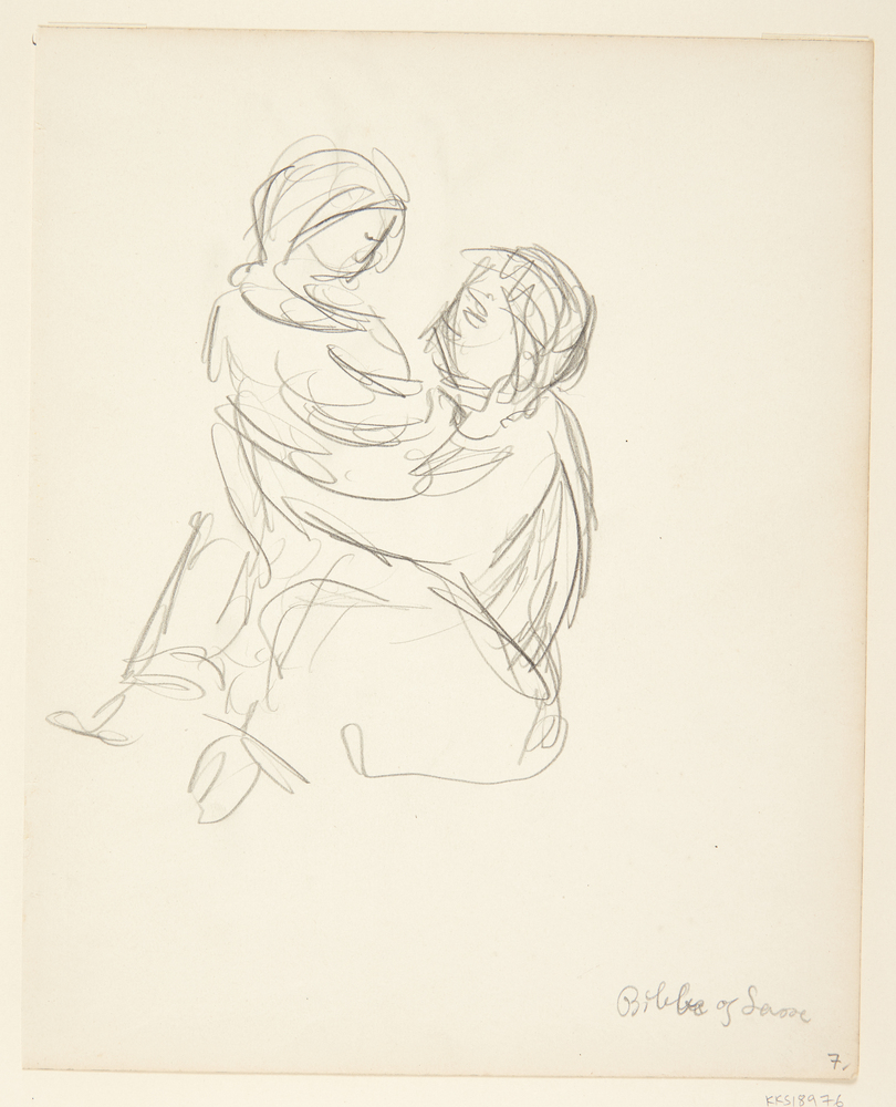 Siddende pigebarn med dreng på skødet, Sigurd Swane, 1916