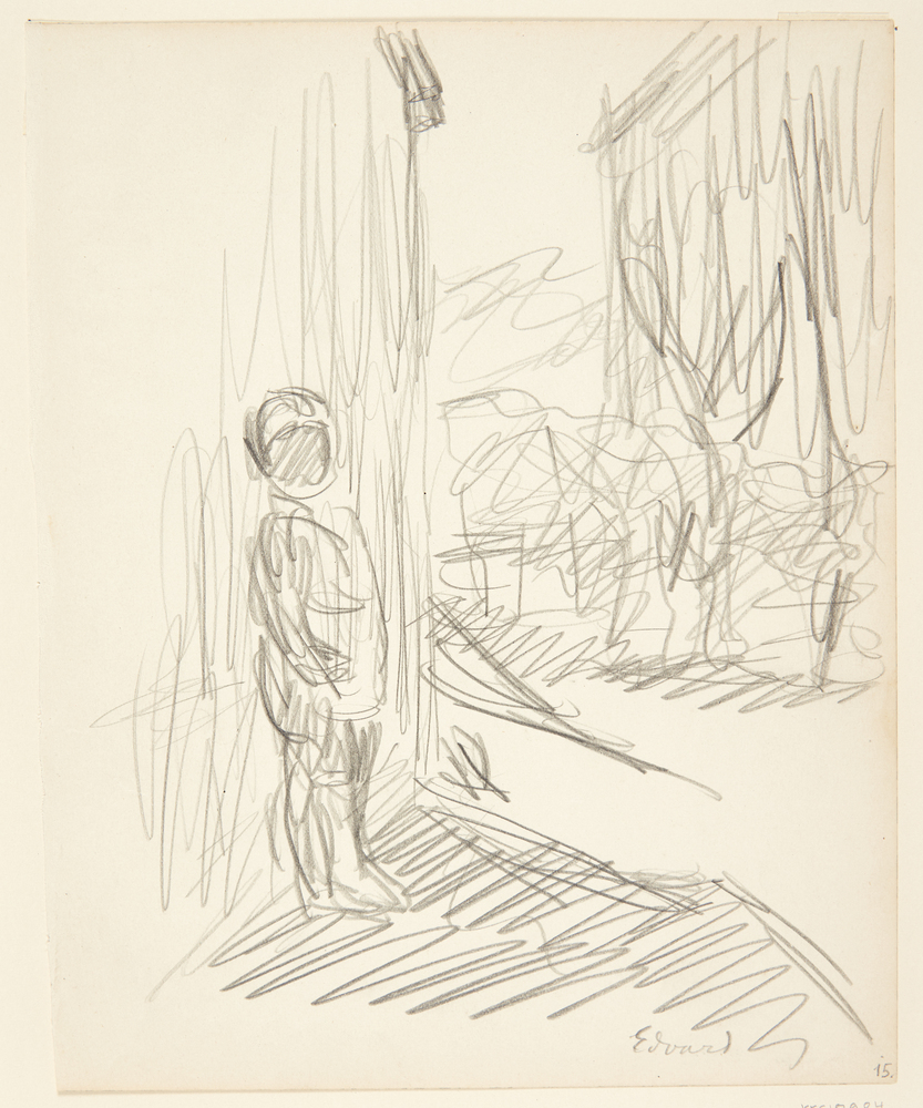 Dreng ved mur, Sigurd Swane, 1916