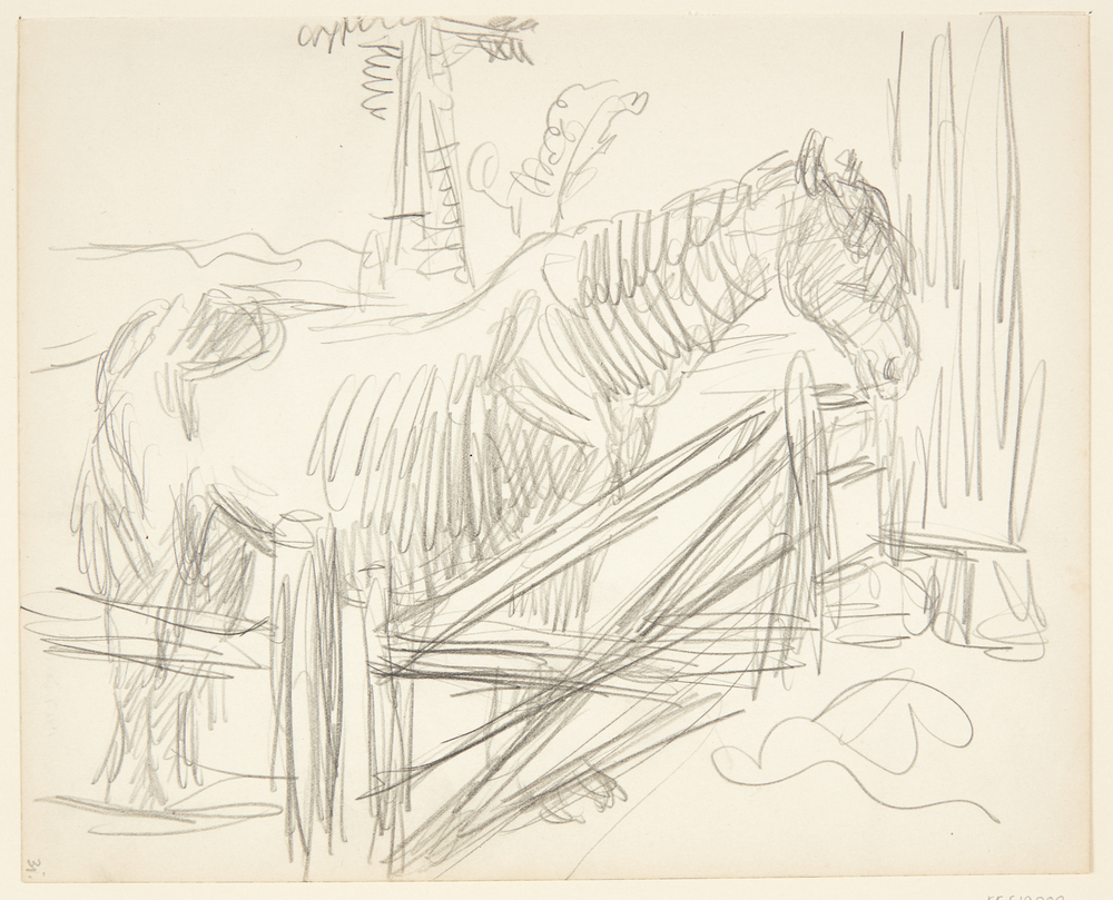 Hest ved hegn, Sigurd Swane, 1916
