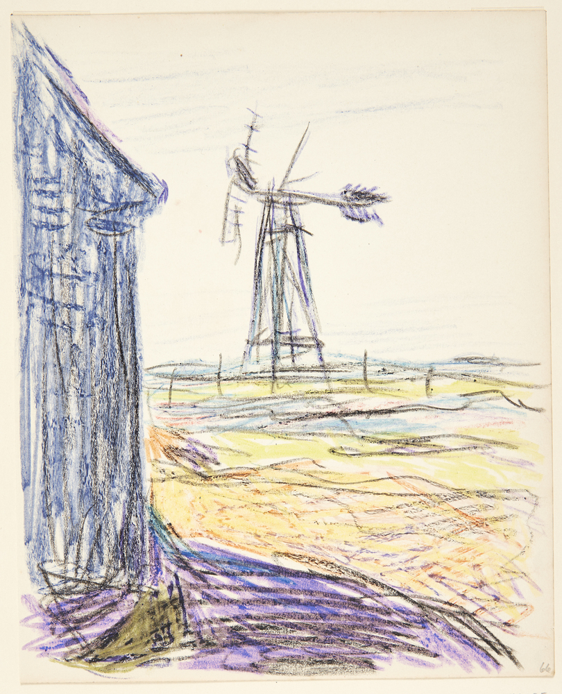 Landskab med vindmølle, Sigurd Swane, 1916