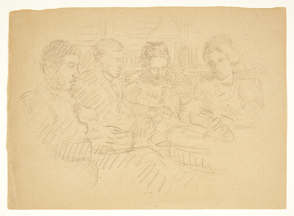 Fire siddende personer ved et bord, Sigurd Swane, 1904-1907