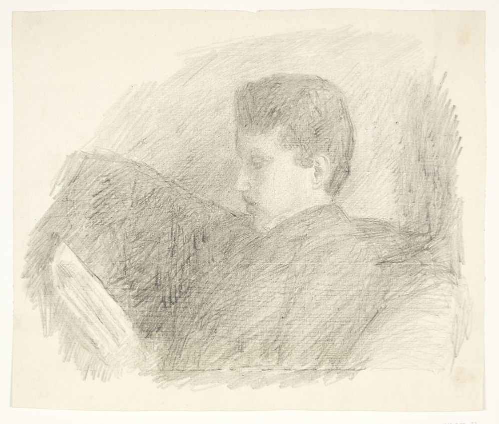 En klassekammerat, Richard Høeg-Hansen, læsende, Sigurd Swane, 1899