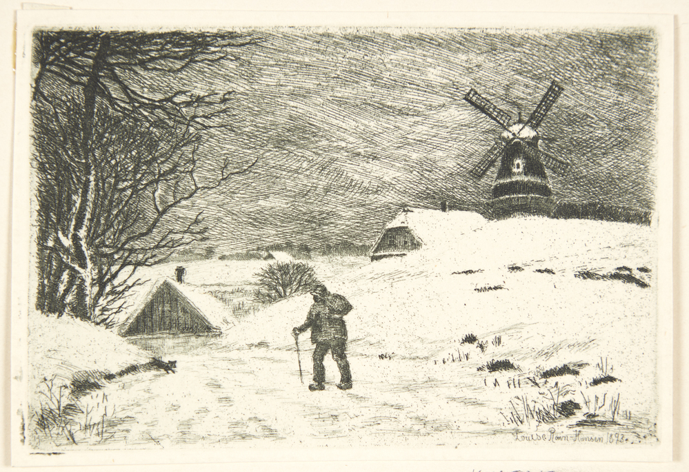 Vinterlandskab med en mølle