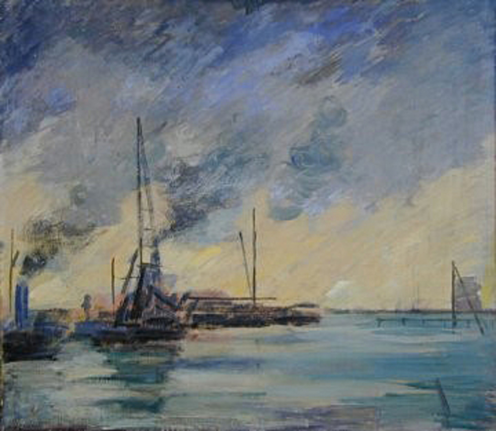 Dokkerne ved flodmundingen, Ernst Goldschmidt, 1933